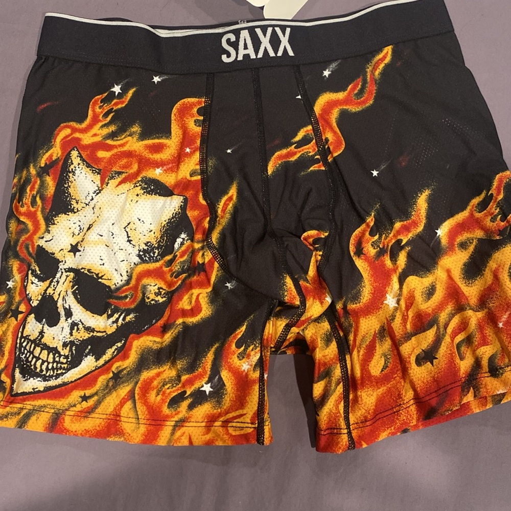 SAXX flaming skull ballpark pouch M